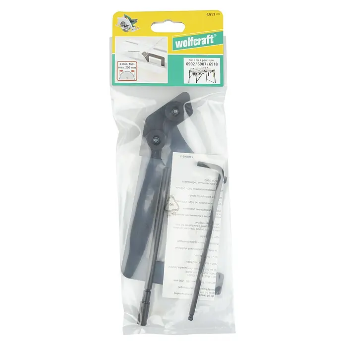 Wolfcraft Cuña de separación divisor 6917000 - Metal - Cortador circular Wolfcraft para sierras circulares 6902/6907/6918, diámetro 160-200 mm, ideal para cortes circulares precisos en madera y plástico.