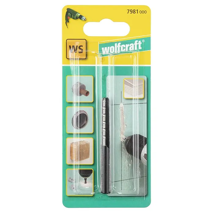 Wolfcraft Fräsbohrer - Durchmesser: 8 mm, Länge: 70 mm - Wolfcraft Dübelbohrer-Set in Blisterpackung. Das Set beinhaltet Bohrer für Dübelarbeiten mit Zubehör, präsentiert in einer übersichtlichen Verpackung.