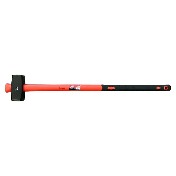 Maza 3 kg - Largo: 90 cm, 600 g, Acero - Una maza con mango naranja y zona de agarre de goma negra para un manejo seguro.
