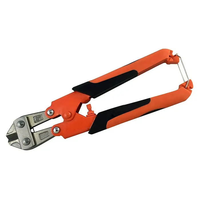 Cizalla - Específico para: Alambre de 8 mm - Corta pernos con mangos naranjas y filos de corte plateados. Ideal para cortar pernos, cadenas y materiales resistentes.