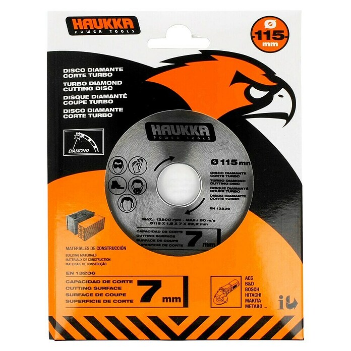 Disco de corte de diamante Turbo (115 mm, Específico para: Materiales de obra)
