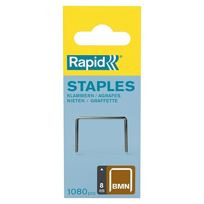 Rapid Grapa de alambre fino Tipo BMN (8 mm, Anchura parte trasera: 11,2 mm, 1.080 uds.)