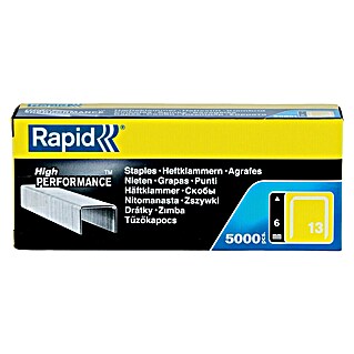 Rapid Grapa de alambre fino Tipo 13 (Largo: 6 mm, Anchura parte trasera: 10,6 mm, 5.000 ud., Caja de cartón)