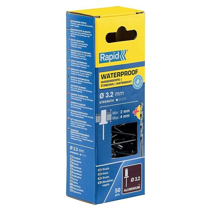 Rapid Remache (Longitud de remache: 8 mm, Diámetro de remache: 3,2 mm, 50 uds.)