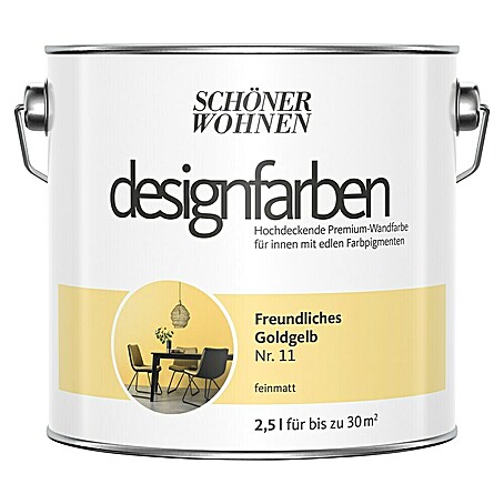 SCHÖNER WOHNEN-Farbe Wandfarbe Designfarbe (Freundliches Goldgelb, Matt, 2,5 l, Konservierungsmittelfrei)