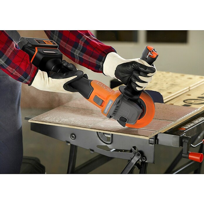 Black+Decker Amoladora angular de batería BCG6L8F1S (1 batería, 4 Ah, Diámetro disco: 115 mm) | BAUHAUS
