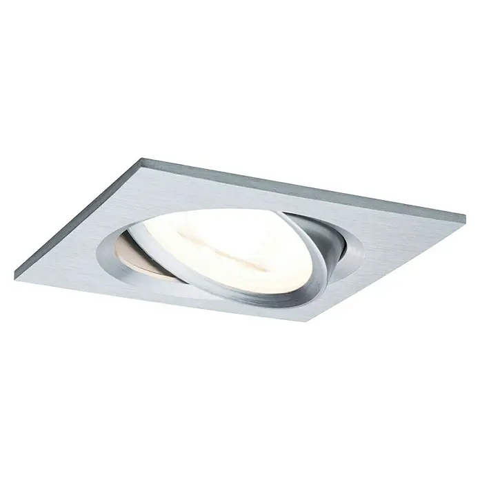 Paulmann Nova LED-Einbauleuchten-Set Coin - L x B x H: 8,4 x 8,4 x 4,5 cm, Alu gedreht, 3 Stk., Warmweiß, Nicht Dimmbar - Quadratischer Einbaustrahler mit verstellbarem LED-Licht für eine flexible Beleuchtung in Wohnräumen. Elegantes Design mit gebürsteter Oberfläche.