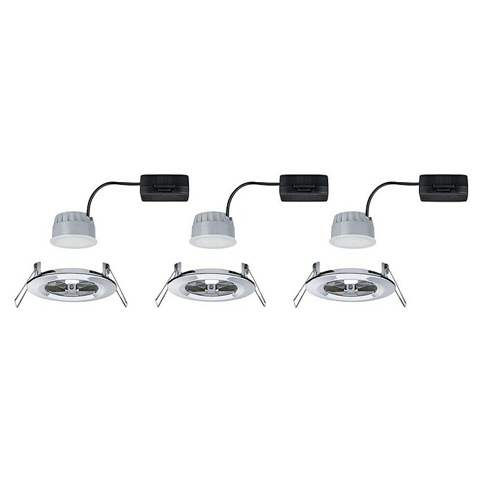 Paulmann Nova Set de focos LED empotrables redondos Coin 3-Stepdim (3 W, Cromo, 3 ud., Blanco cálido) | BAUHAUS