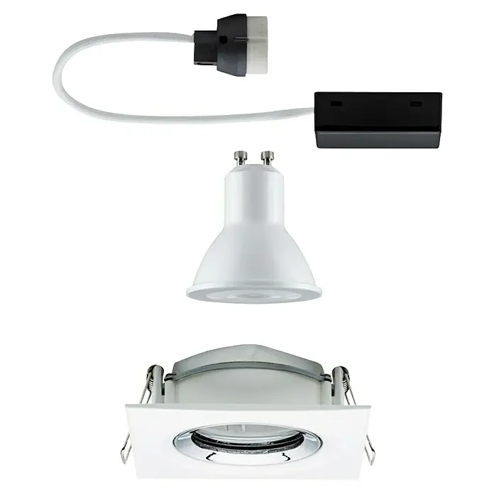 Paulmann Nova LED-Einbauleuchte Plus - 6 W, L x B x H: 9,3 x 9,3 x 9,3 cm, Neutralweiß - Quadratische, weisse LED-Einbauleuchte mit Chromring, Leuchtmittel, Fassung und Transformator für eine elegante und moderne Beleuchtung.