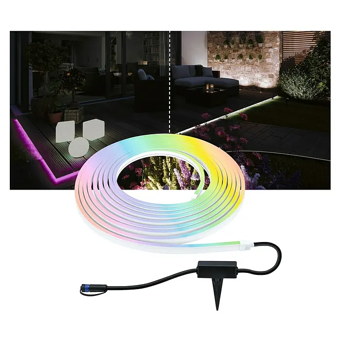 Paulmann Plug & Shine LED-Band Smooth Stripe - Länge: 10 m, RGBW, 1.400 lm, 24 V - LED-Lichtschlauch für den Außenbereich mit farbiger Beleuchtung. Ideal für Garten, Terrasse und Balkon, wetterfest und einfach zu installieren.