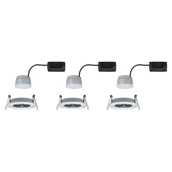Paulmann Nova Set de focos LED empotrables redondos Coin 3-Stepdim (3 W, Aluminio, 3 ud., Blanco cálido) | BAUHAUS
