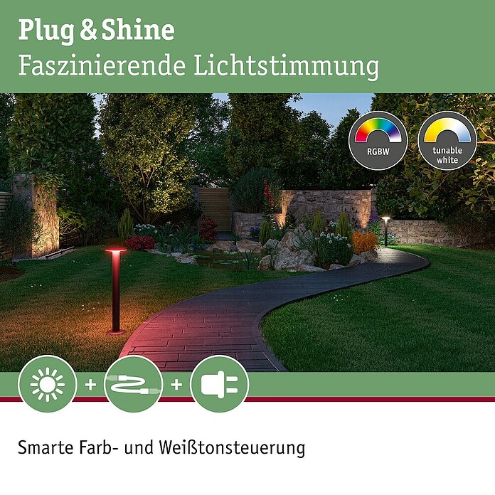 Paulmann Plug & Shine Aplique para exterior LED (5,5 W, RGBW, IP44, Temperatura del color: 3.000 K) | BAUHAUS