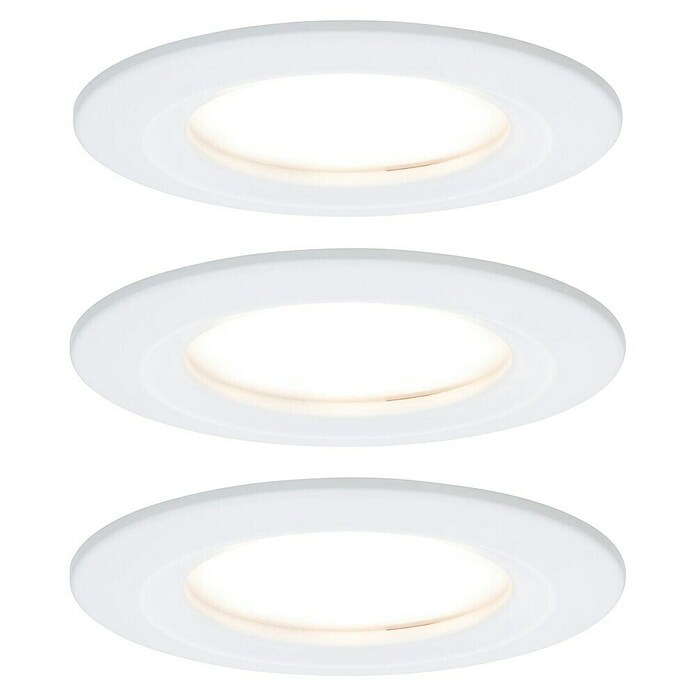 Paulmann Nova Set de focos LED empotrables redondos (Ø x Al: 7,8 x 4,5 cm, Blanco, 3 ud., Blanco cálido) | BAUHAUS