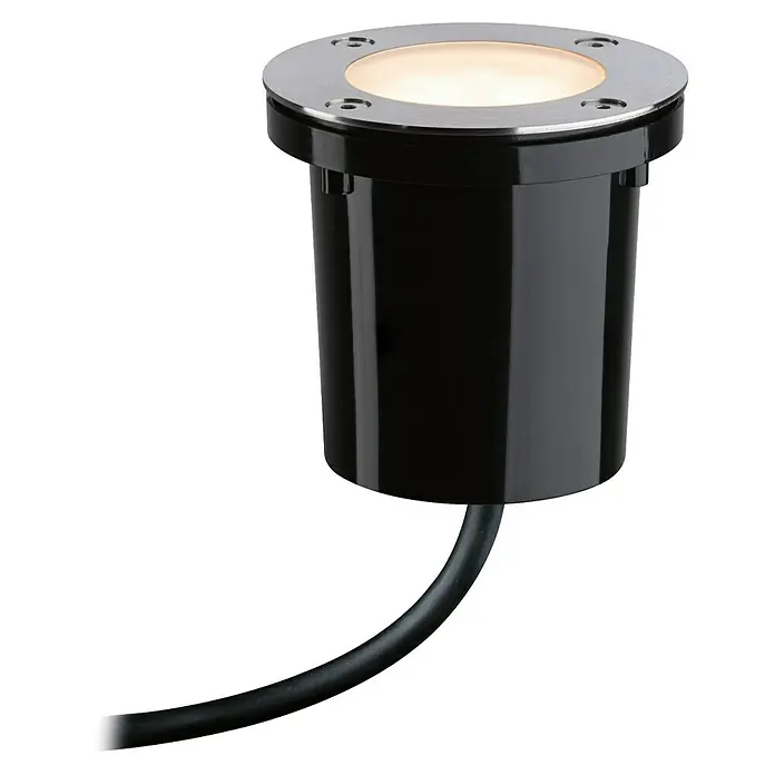 Paulmann Plug & Shine Bodeneinbauleuchte - 4,6 W, Ø x H: 9,8 x 9,5 cm - Bodeneinbaustrahler: Moderne Außenleuchte in Schwarz mit robuster Edelstahlblende für stilvolle Garten- und Wegebeleuchtung.