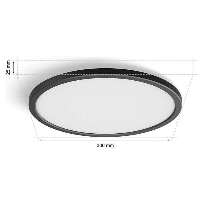 Philips Hue Ledpaneel, rond Tento W (16,6 W, Ø x h: 29,1 x 3,2 cm, Zwart, Warm wit) | BAUHAUS