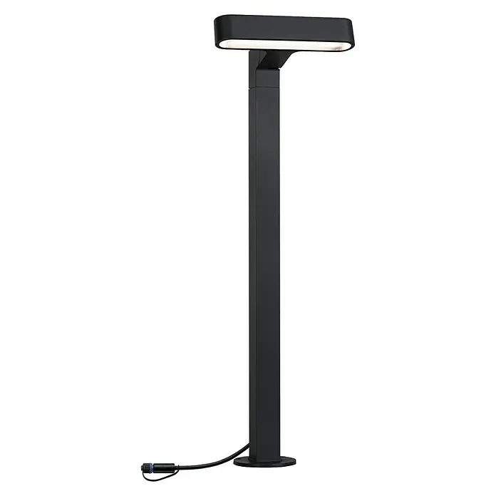 Paulmann Plug & Shine LED-Gartenspot Ito - 7,5 W, Warmweiß, L x B x H: 18,8 x 2,7 x 110 cm - Eine moderne, schwarze Stehleuchte mit einem rechteckigen Leuchtkopf, ideal für Büro oder Wohnzimmer. Elegantes Design und effiziente Beleuchtung.