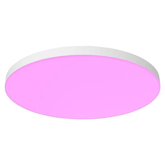 Philips LED-Deckenleuchte rund Datura - 67 W, Ø x H: 60 x 5 cm, Weiß, RGBW - Rosa runde Lichtdecke mit schlichtem, modernem Design. Die perfekte Beleuchtung für jedes Zimmer, mit energiesparenden LEDs für langanhaltende Helligkeit.