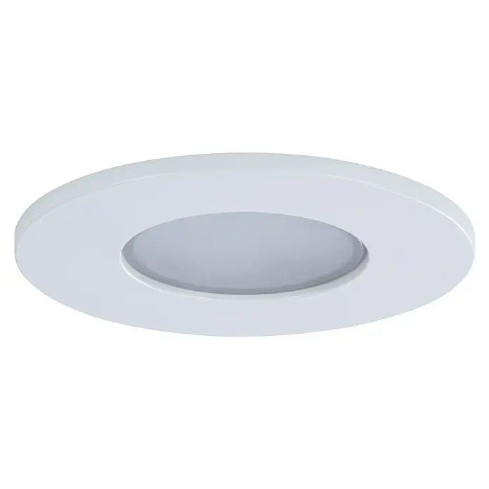 Paulmann LED-Einbauleuchte rund Calla - 5 W, Weiß matt, Neutralweiß, 1 Stk., Starr - Naheaufnahme einer runden, weißen LED-Deckenleuchte, die modernes Design und effiziente Beleuchtung vereint.\n
