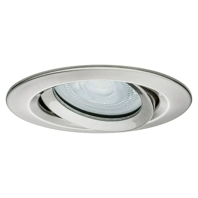 Paulmann Nova LED-Einbauleuchte rund Plus - 6 W, Ø x H: 9,3 x 9,3 cm, Lichtfarbe: Neutralweiß, 1 Stk., Mit Leuchtmittel, Eisen gebürstet - Ein modernes Deckenspot mit einem schwenkbaren Leuchtenkopf und gebürsteter Metalloberfläche. Ideal für gezielte Beleuchtung in jedem Raum.