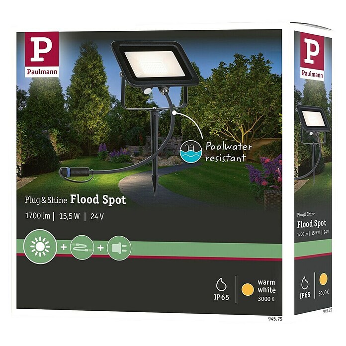 Paulmann Plug & Shine Foco LED de jardín Flood (Blanco cálido, L x An x Al: 26 x 160 x 145 mm) | BAUHAUS