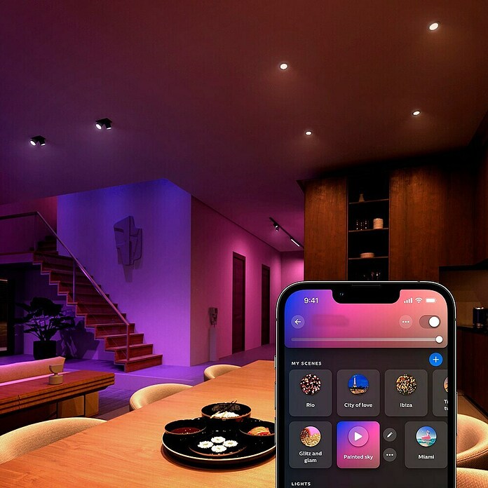 Philips Hue Smart-LED-Lampe White & Color Ambiance (GU10, Dimmbar, RGBW, 400 lm, 4,2 W, 3 Stk.) | BAUHAUS