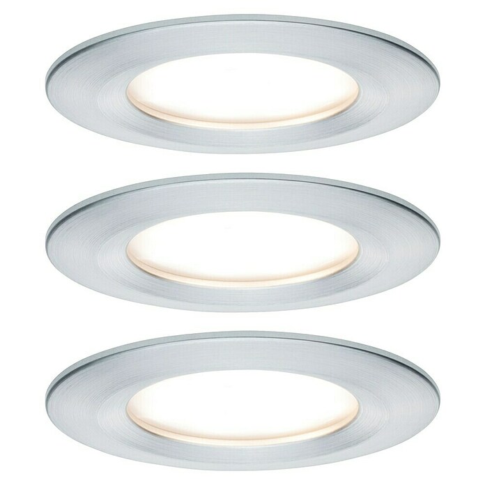 Paulmann Nova Set de focos LED empotrables redondos (Ø x Al: 7,8 x 4,5 cm, Aluminio, 3 ud., Blanco cálido) | BAUHAUS