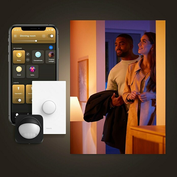 Philips LED-Deckenleuchte rund Datura (48 W, Ø x H: 39,5 x 5 cm, Weiß, RGBW) | BAUHAUS