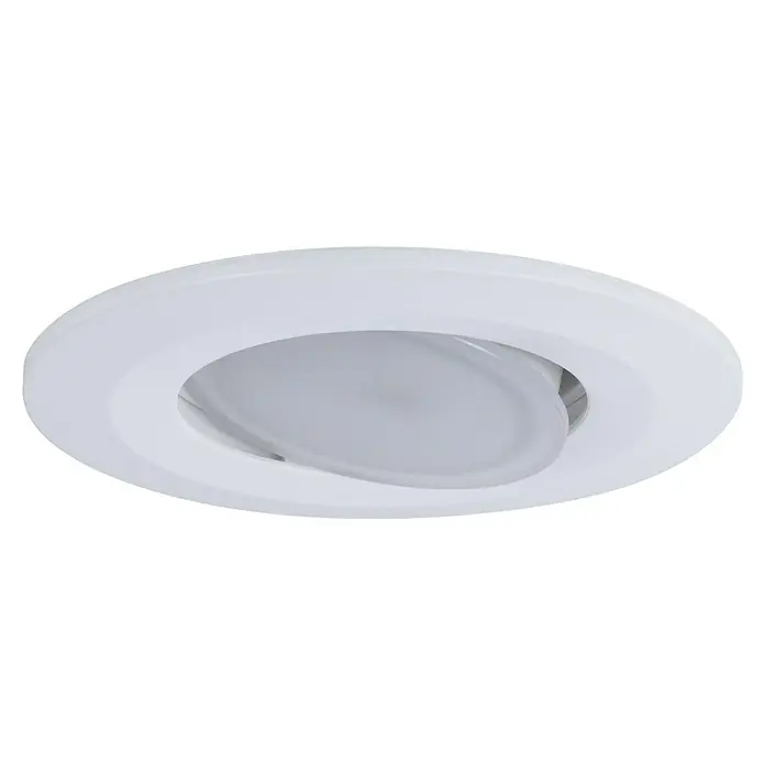 Paulmann LED-Einbauleuchte rund Calla Whitswitch - 5 W, Weiß matt, Warmweiß, 1 Stk., Starr - Nahaufnahme einer weißen LED-Deckeneinbauleuchte, die ein modernes und helles Beleuchtungselement für jeden Raum darstellt.
