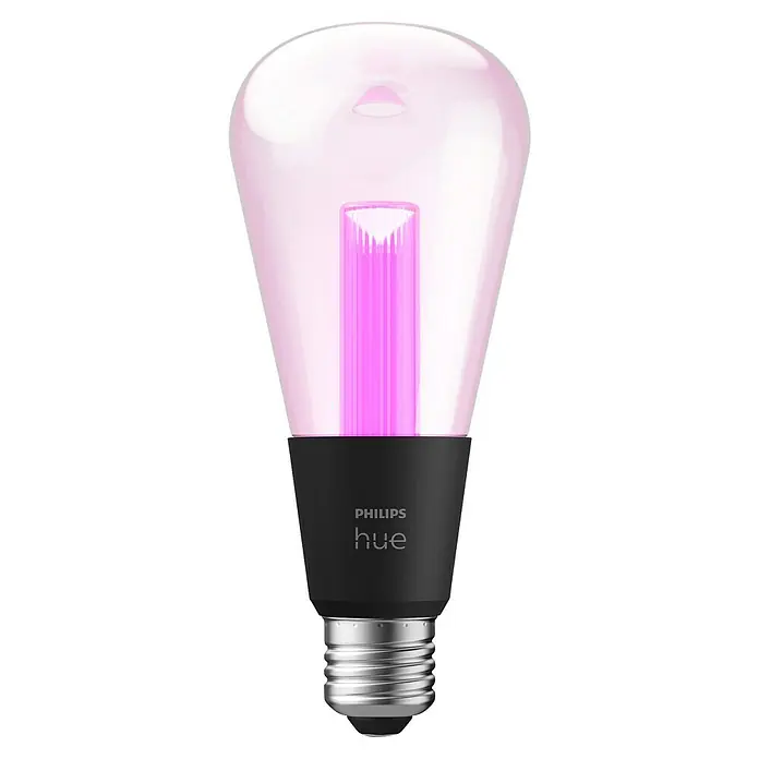 Philips Hue Smart-LED-Lampe Waca Lightguide Edison - E27, Dimmbar, RGBW, 500 lm, 6,8 W, 1 Stk. - Philips Hue Filament Edison Lampe, die ein warmes, farbiges Licht ausstrahlt und für eine stimmungsvolle Atmosphäre sorgt.