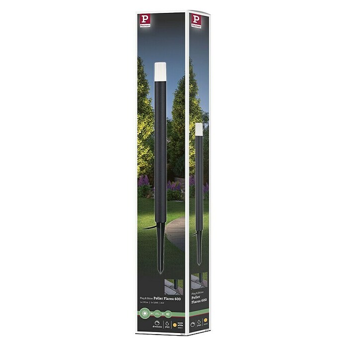 Paulmann Plug & Shine Baliza LED Flarea (Negro, Altura: 60 cm, Blanco cálido) | BAUHAUS