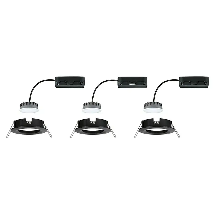 Paulmann Nova LED-Einbauleuchten-Set rund Plus Coin - Ø x H: 7,8 x 4,5 cm, Schwarz, 3 Stk., Warmweiß - Downlights mit Rahmen, Treiber und Lampenkopf bieten moderne Beleuchtung. Diese Leuchten sind ideal für vielseitige Innenraumgestaltung.