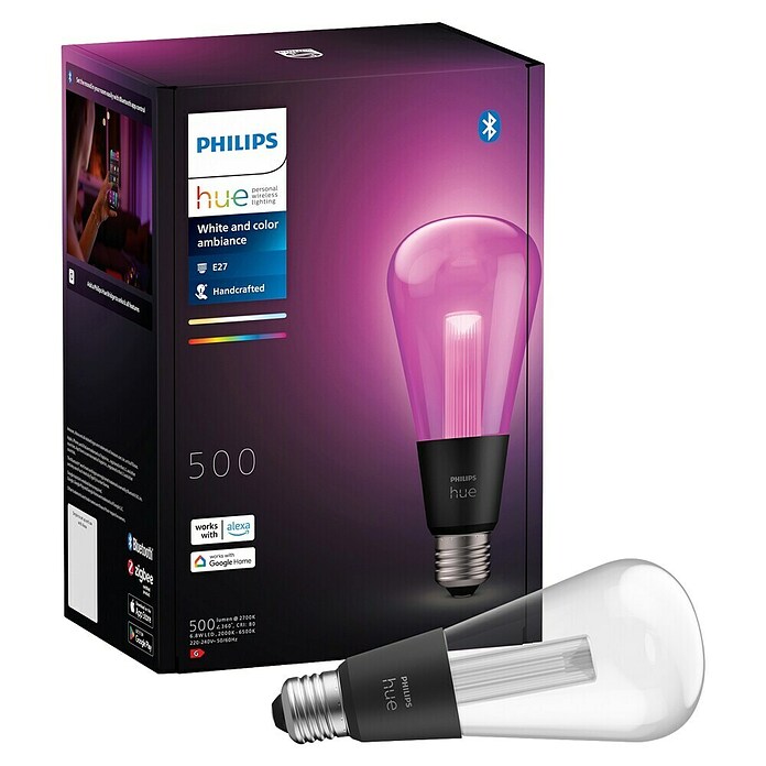 Philips Hue Smart-LED-Lampe Waca Lightguide Edison (E27, Dimmbar, RGBW, 500 lm, 6,8 W, 1 Stk.) | BAUHAUS