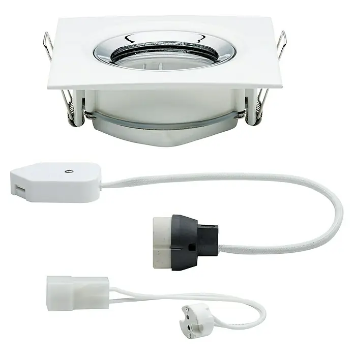 Paulmann Nova Einbauleuchten-Set eckig Plus - L x B x H: 9,3 x 9,3 x 6 cm, Weiß/ Chrom - Deckeneinbaustrahler mit quadratischer Blende und Zubehör für die elektrische Installation.
