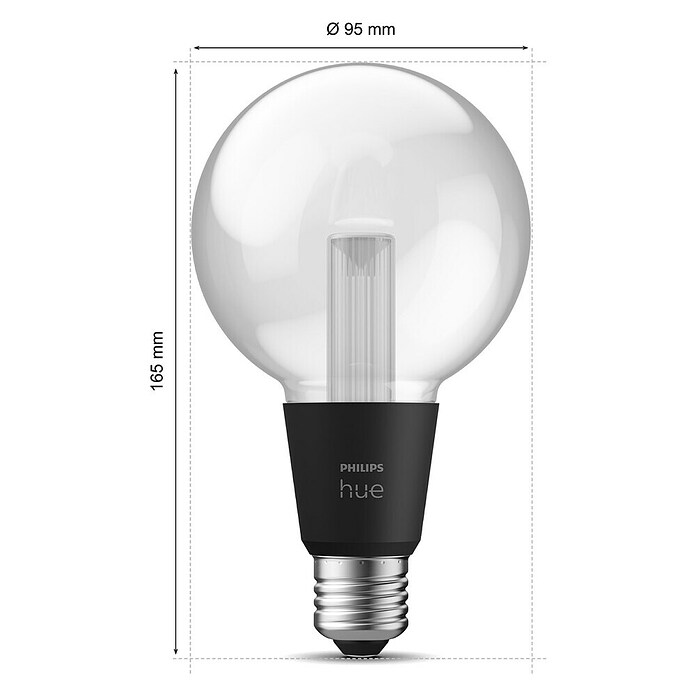 Philips Hue Smart-LED-Lampe Waca Lightguide Globe (E27, Dimmbar, RGBW, 500 lm, 6,8 W, 1 Stk., G95) | BAUHAUS