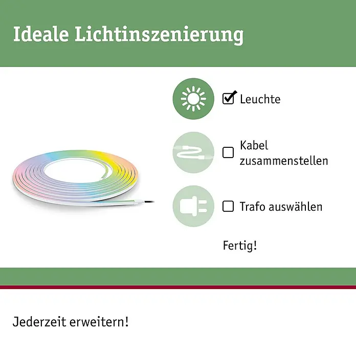 Paulmann Plug & Shine LED-Band Smooth Stripe - Länge: 10 m, RGBW, 1.400 lm, 24 V - LED-Strip zur Lichtinszenierung. Das Produkt ist flexibel und kann erweitert werden. Ideal für eine individuelle Beleuchtung.