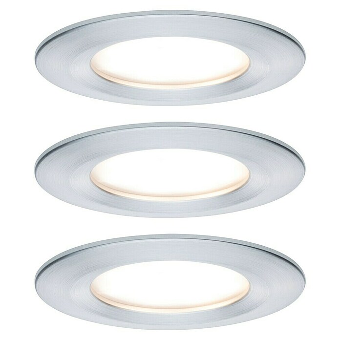 Paulmann Nova Set de focos LED empotrables redondos Coin 3-Stepdim (3 W, Aluminio, 3 ud., Blanco cálido) | BAUHAUS