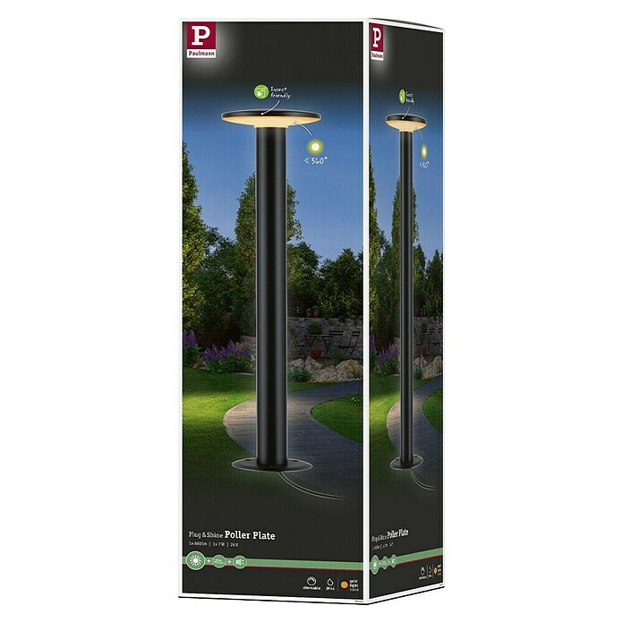 Paulmann Plug & Shine Aplique para exterior LED Plate (7 W, Ámbar, IP44, Temperatura del color: 2.200 K) | BAUHAUS