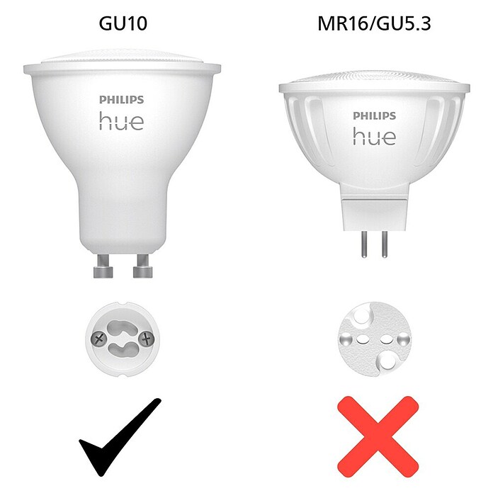 Philips Hue Smart-LED-Lampe White & Color Ambiance (GU10, Dimmbar, RGBW, 400 lm, 4,2 W, 3 Stk.) | BAUHAUS