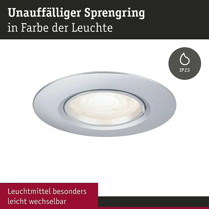 Paulmann Einbauleuchte - 9 cm, Chrom, 10 Stk., Starr - Unauffälliger silberfarbener LED-Einbaustrahler für den Innenbereich. Leuchtmittel ist besonders leicht wechselbar und hat Schutzart IP23.
