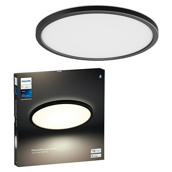 Philips Hue Ledpaneel, rond Tento W (16,6 W, Ø x h: 29,1 x 3,2 cm, Zwart, Warm wit) | BAUHAUS