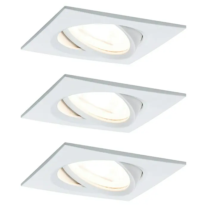 Paulmann Nova LED-Einbauleuchten-Set - L x B x H: 8,4 x 8,4 x 9 cm, 3 Stk., Warmweiß, Weiß matt - Deckenleuchten mit quadratischer Blende, die ein warmes Licht abgeben und eine moderne Atmosphäre schaffen. Ideal für jeden Raum.