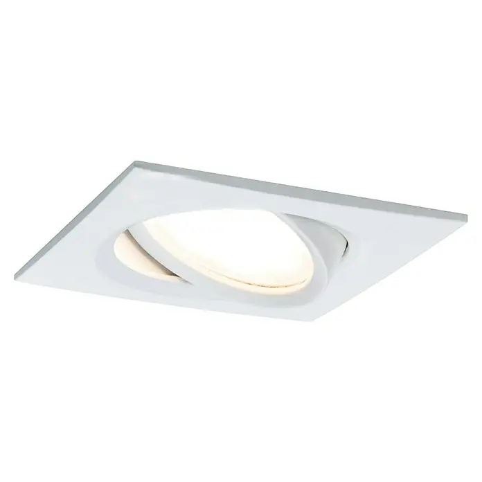 Paulmann Nova LED-Einbauleuchten-Set Plus Coin - L x B x H: 8,4 x 8,4 x 4,5 cm, 3 Stk., Lichtfarbe: Warmweiß, Weiß matt - Ein weißer, quadratischer Einbaustrahler mit einer runden, verstellbaren Lichtquelle für eine moderne und flexible Beleuchtung.