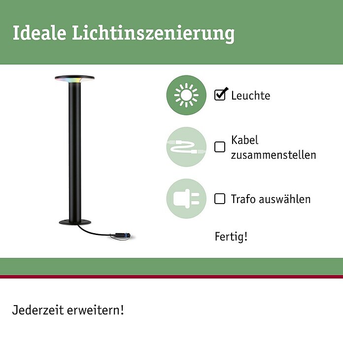 Paulmann Plug & Shine Aplique para exterior LED (5,5 W, RGBW, IP44, Temperatura del color: 3.000 K) | BAUHAUS