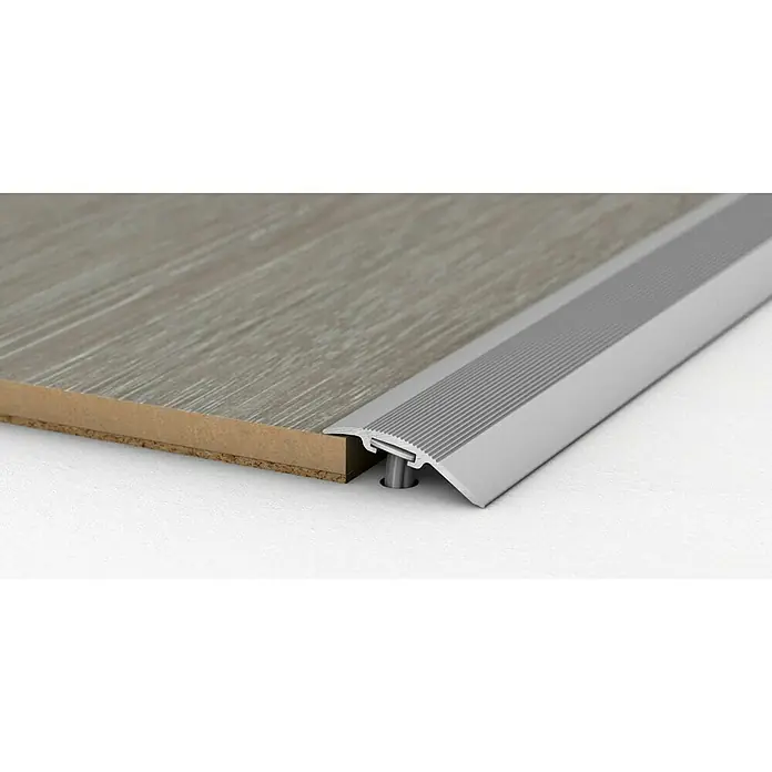 LOGOCLIC Anpassprofil 205 - Silber, 0,9 m x 37 mm, Montageart: Schrauben - Aluminium-Übergangsprofil für Laminatboden. Elegantes Design zur Verbindung von Bodenbelägen unterschiedlicher Höhe. Einfache Montage.