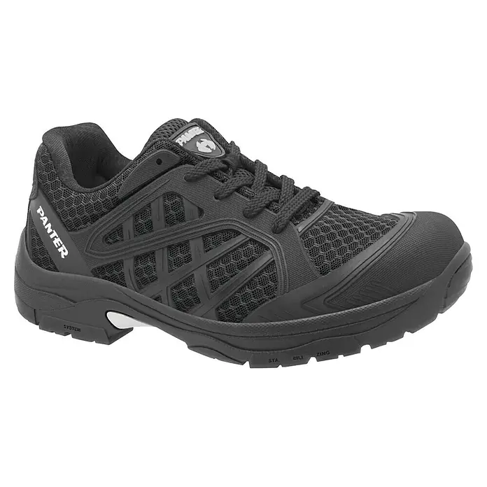 Panter Zapato bajo de seguridad Argos - 45, Clase de protección según EN ISO 20345: S1P, Negro - Zapato de seguridad negro Panter, ideal para la protección laboral. Cómodo y robusto para el uso diario.