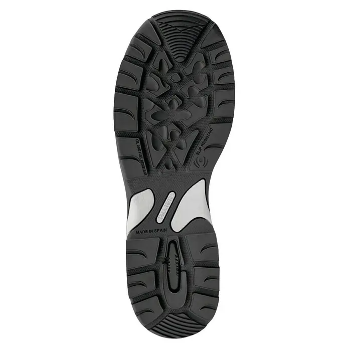 Panter Zapato bajo de seguridad Argos - 45, Clase de protección según EN ISO 20345: S1P, Negro - Suela de zapato de seguridad PANTER con goma antideslizante y resistente al aceite, fabricada en España, que proporciona agarre y amortiguación.