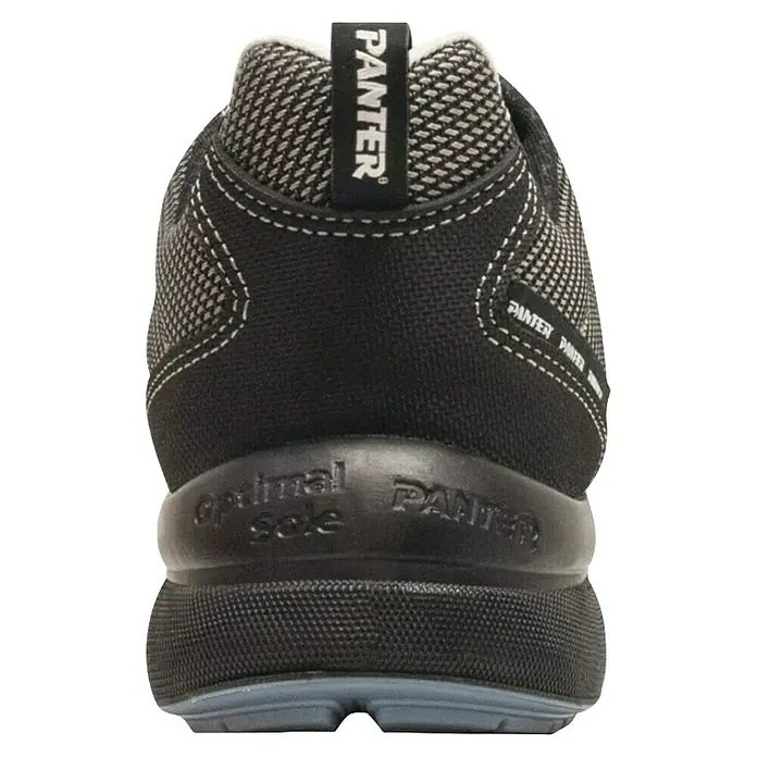 Panter Zapato bajo de seguridad Forza - 38, Clase de protección según EN ISO 20345: S3, Negro - Vista trasera de un zapato Panter negro que presenta una suela óptima con una excelente mano de obra, garantiza una gran comodidad y un agarre seguro.