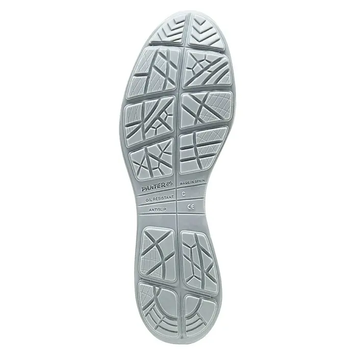 Panter Zapato bajo de seguridad Forza - 38, Clase de protección según EN ISO 20345: S3, Negro - Suela de un zapato de seguridad PANTER con suela de goma antideslizante resistente al aceite y marca "Made in Spain".