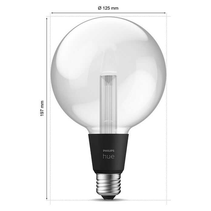 Philips Hue Smart-LED-Lampe Waca Lightguide Globe (E27, Dimmbar, RGBW, 500 lm, 6,8 W, 1 Stk., G125) | BAUHAUS