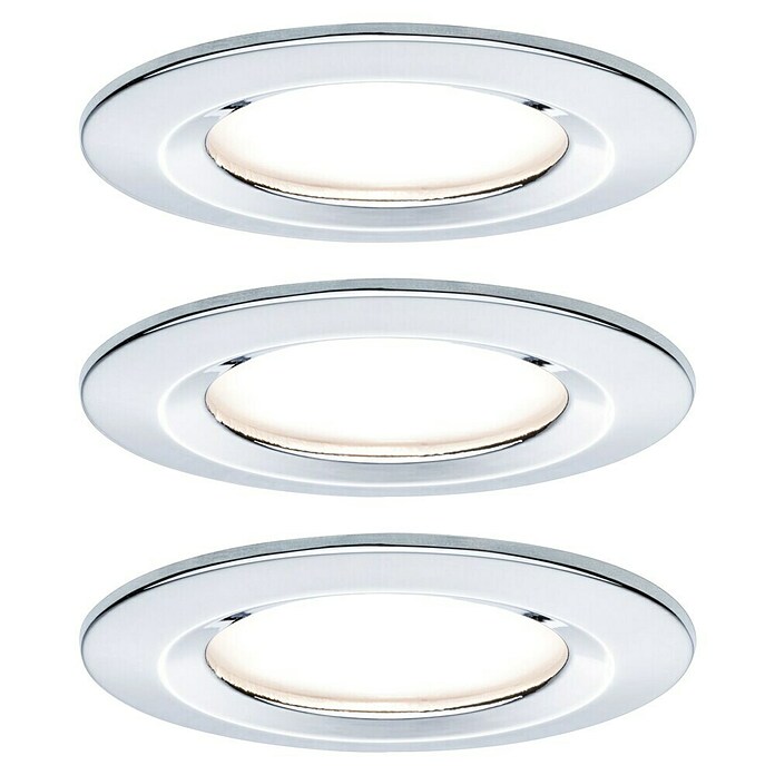 Paulmann Nova Set de focos LED empotrables redondos Coin 3-Stepdim (3 W, Cromo, 3 ud., Blanco cálido) | BAUHAUS